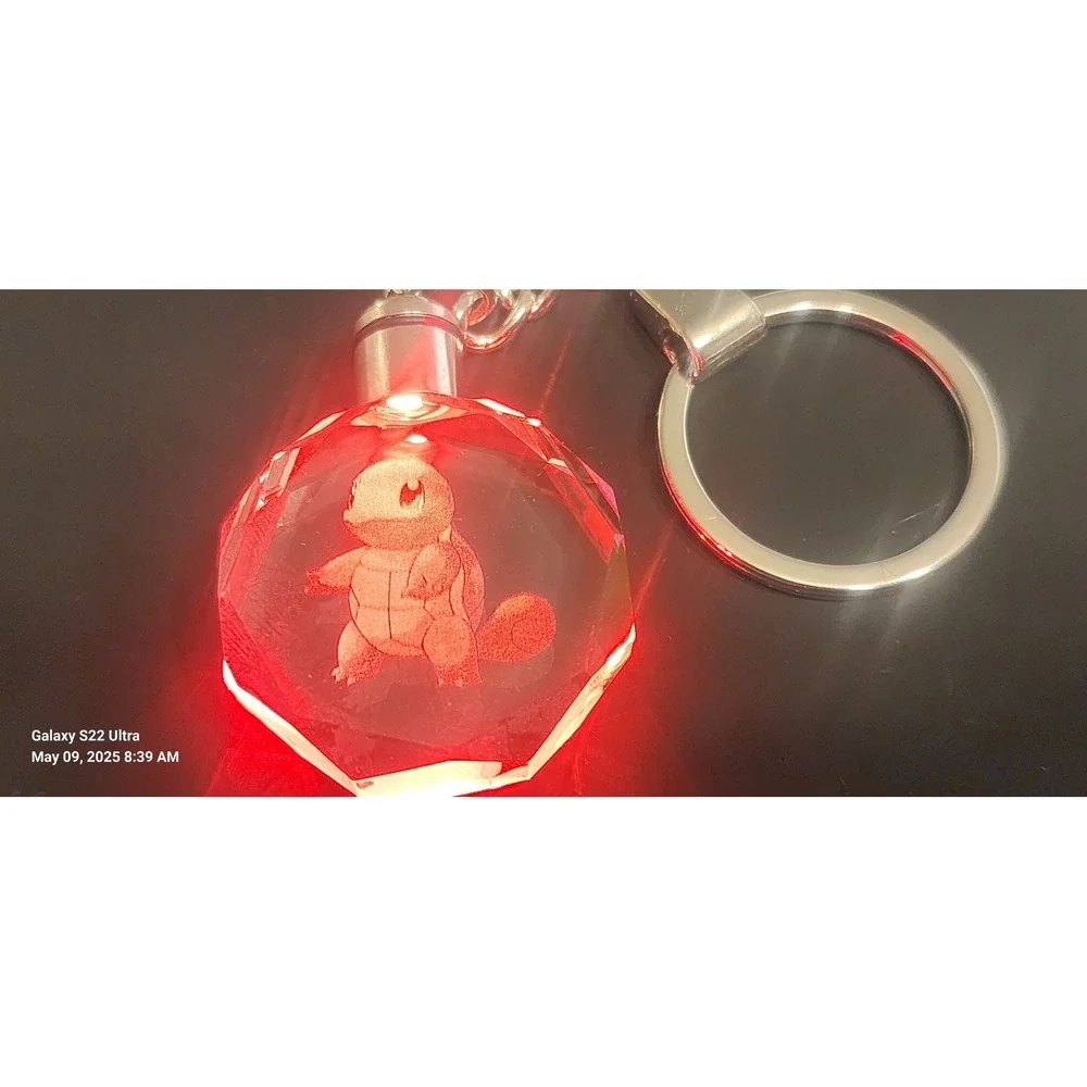 Pokemon Squirtle Keychain‎ Crystal LED Light Up Keyring Anime Charm